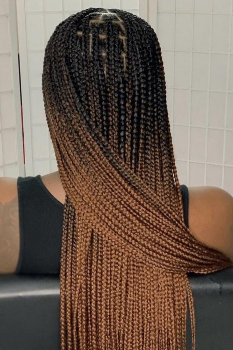 İki Renk Ombreli Afrika Zenci Örgüsü Box Braid Sentetik Saç 60cm 100gr