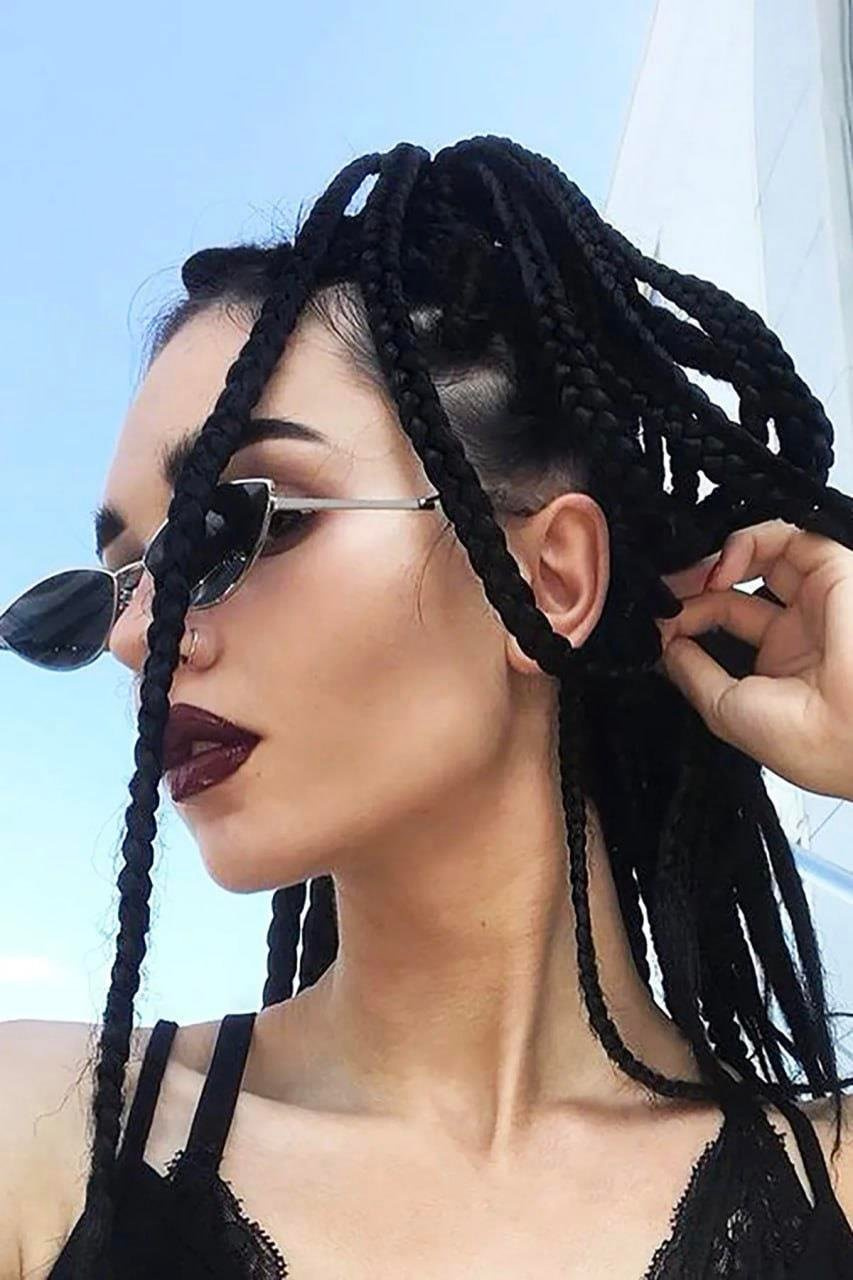 Siyah Renk Afrika Zenci Örgüsü Box Braid Sentetik Saç 60cm 100gr